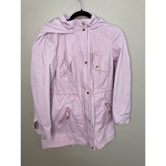 Coffeeshop New York Womens Pink Hooded Jacket M 100% Cotton Heavy Pockets - Picture 1 of 8